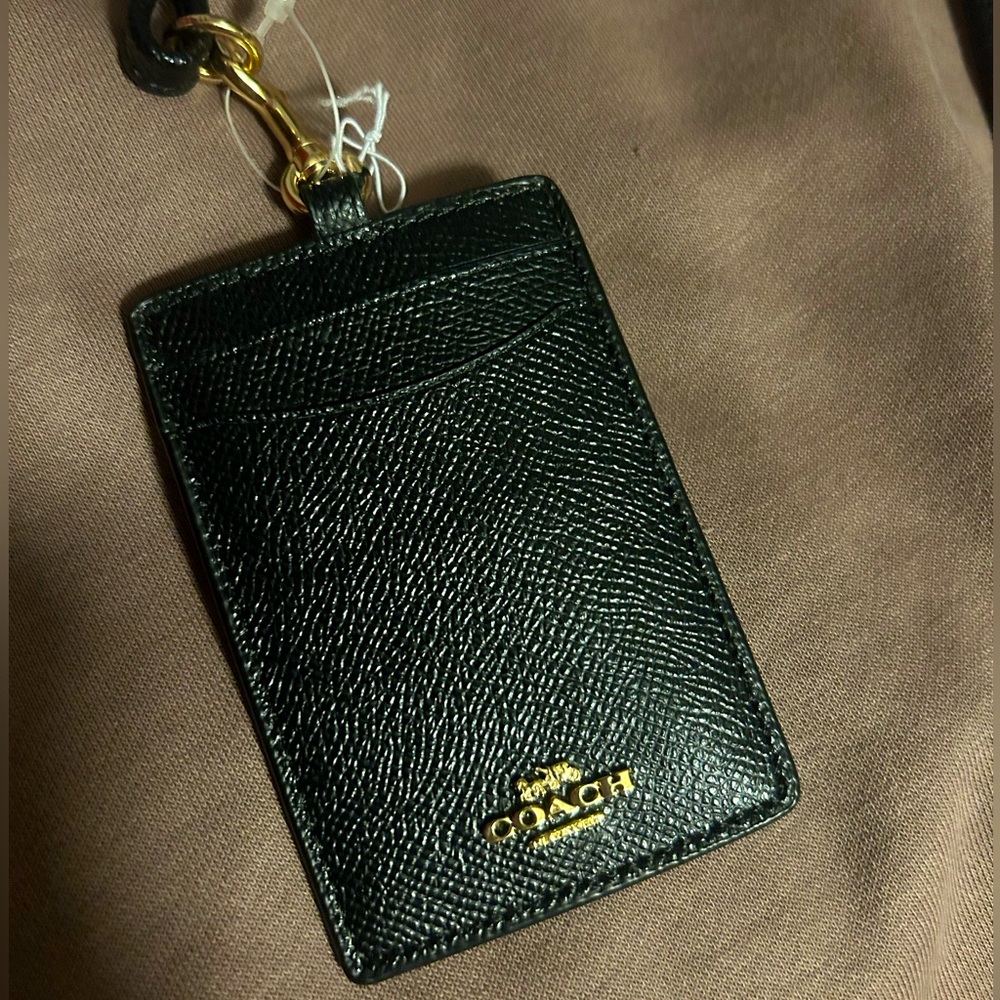 Coach Black Leather Key Card Holder